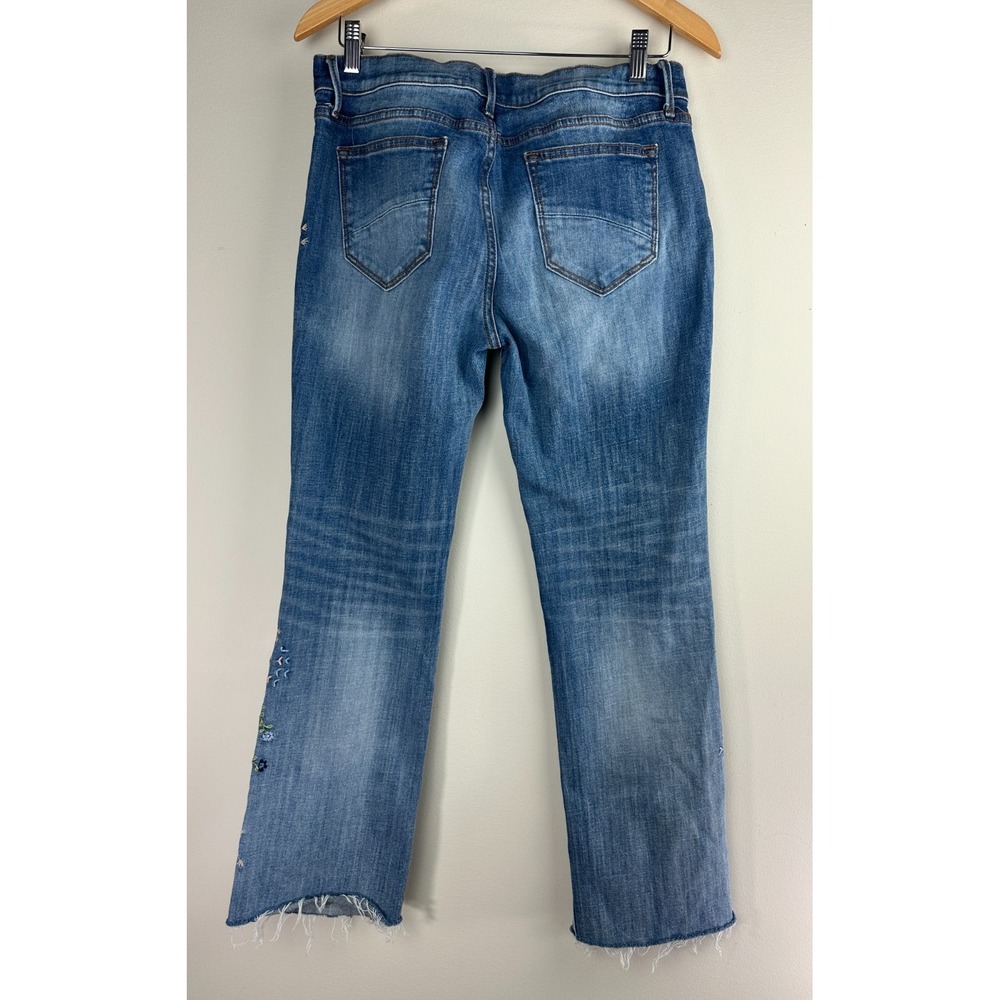 Driftwood Kelly Floral Embroidered Raw Hem Jeans Blue Women's Size 30 - Picture 11 of 14
